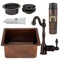 Premier Copper Premier Copper BSP4-BREC16DB-G Oil Rubbed Bronze 16 in. Gourmet Rectangular Hammered Copper Bar Prep Sink; Single Handle Bar Faucet; 3.5 in. Garbage Disposal Drain BSP4_BREC16DB-G